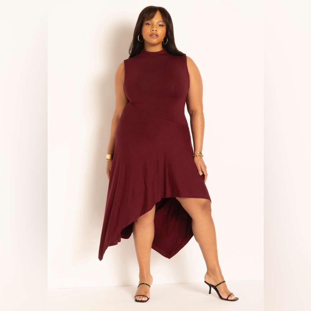 Eloquii Deep Red Asymmetrical Dress